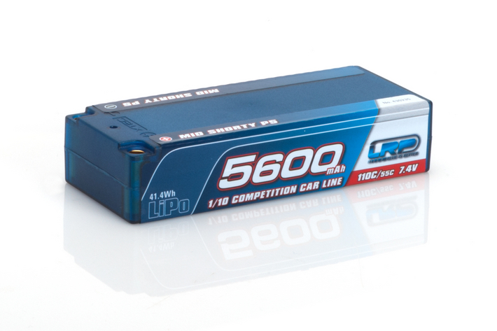 Bateria LRP 5600 - TC Mid Shorty P5 - 110C/55C  LiPo de 7,4 V - Estuche rígido para coches de competición 1/10