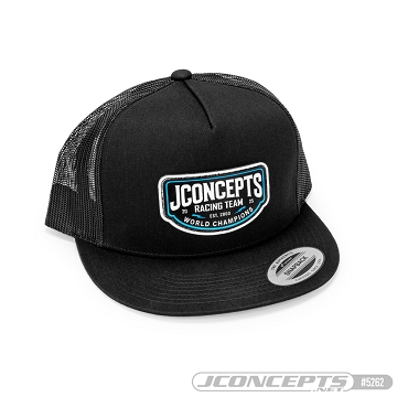 Gorra JConcepts Negra 2025 Visera plana, malla y cierre a presión