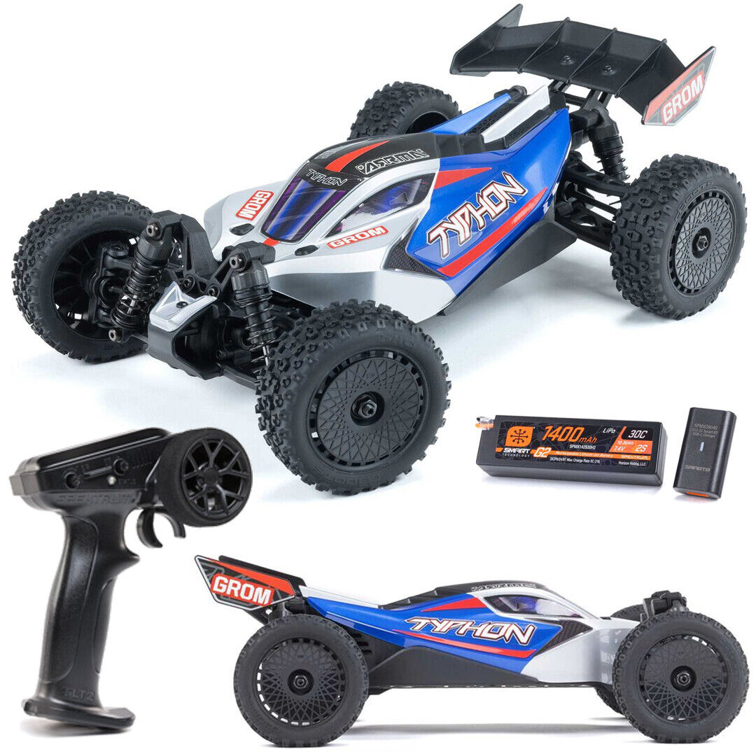 Arrma TYPHON GROM 1/18 MEGA 380 Brushed 4X4 Buggy RTR Azul (con bateria y cargador)