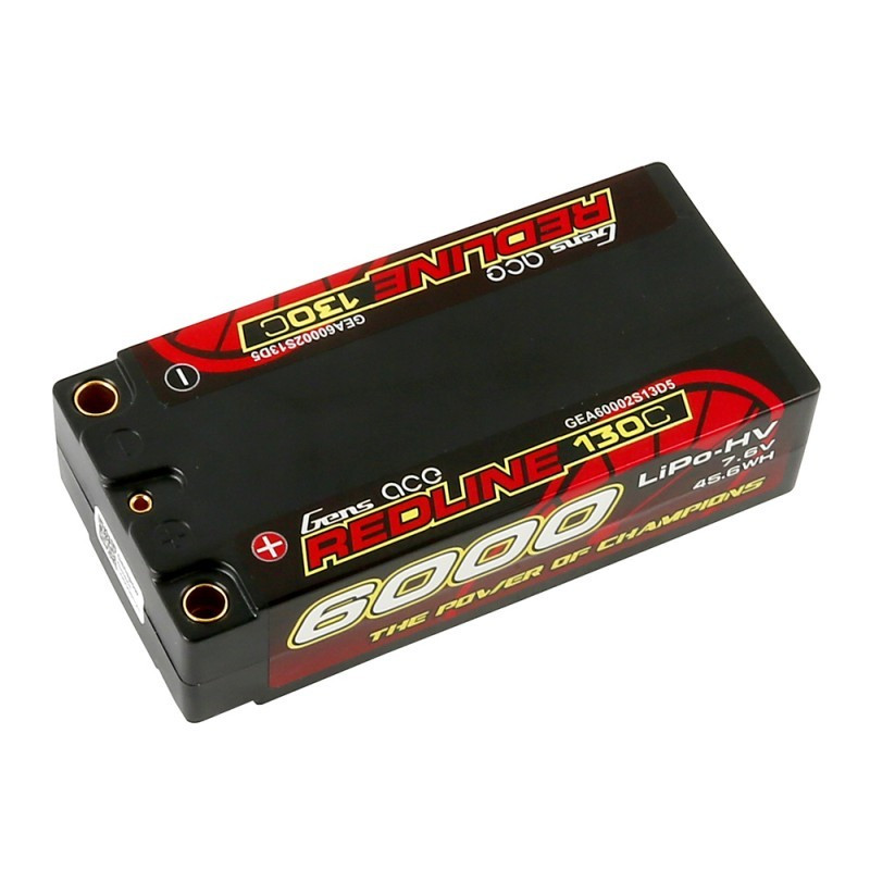 Bateria Gens Ace Redline 2.0 6000 mAh SHORTY 7.6V HV 140C 2S2P HC 5,0mm Banana Bullet