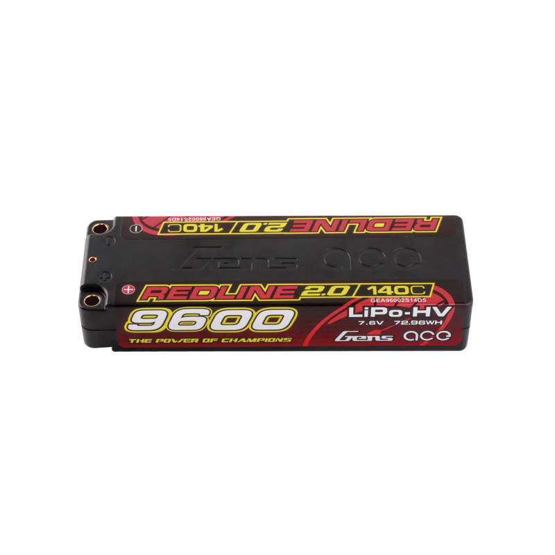 Bateria GENS ACE Redline 2.0 9600 mAh 7.6V HV 140C 2S1P HC 5,0mm BANANA BULLET