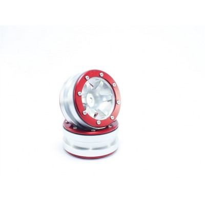 Llantas Crawler Beadlock PT-Wave Plata/rojo 1.9 (2 unid)