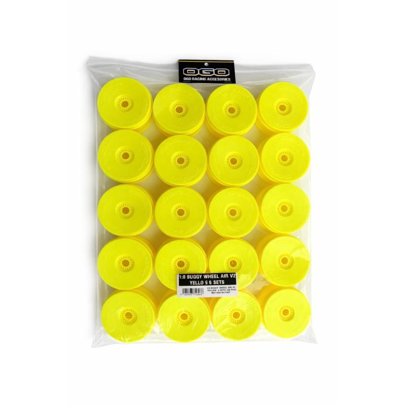 Llanta OGO 1/8 Buggy 5 Sets ( 20 llantas) Amarilla Fluor