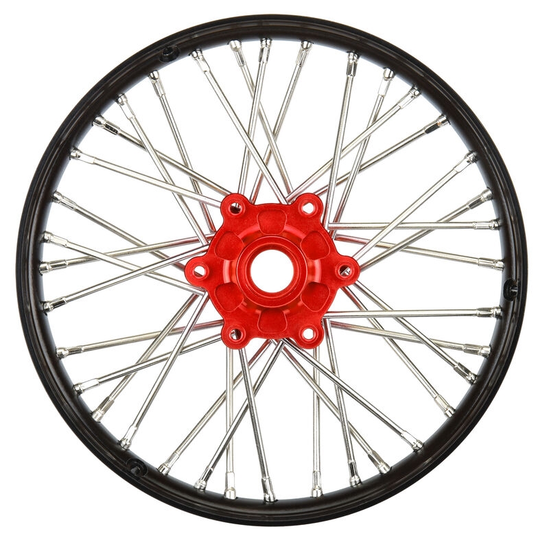 Rueda delantera PROLINE 1/4 Pro-Spec de aluminio V2 con talón montado, negra y roja Promoto-MX