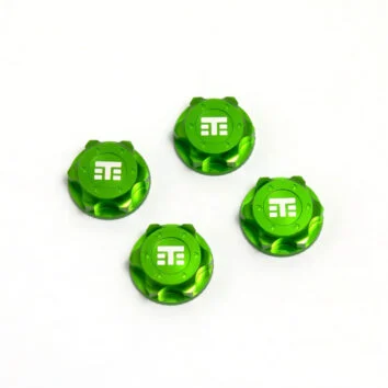 Tuercas para ruedas logotipo T,17 mm, dentadas, anodizadas en color VERDE M12x1.0 (4unid)