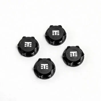 Tuercas para ruedas logotipo T,17 mm, dentadas, anodizadas en color NEGRO M12x1.0 (4unid)