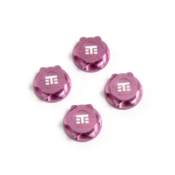 Tuercas para ruedas logotipo T,17 mm, dentadas, anodizadas en color ROSA M12x1.0 (4unid)