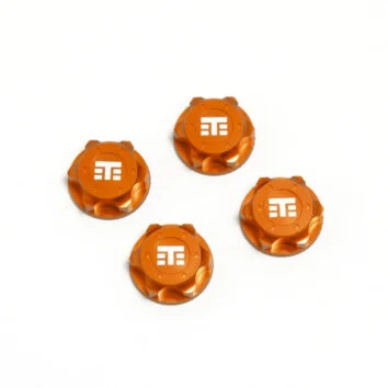 Tuercas para ruedas logotipo T,17 mm, dentadas, anodizadas en color NARANJA M12x1.0 (4unid)
