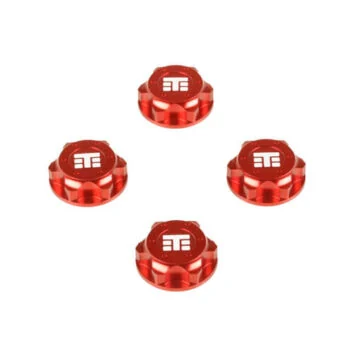 Tuercas para ruedas logotipo T,17 mm, dentadas, anodizadas en color ROJO M12x1.0 (4unid)
