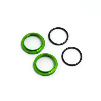 Tuercas de ajuste de amortiguador cortas, aluminio, anodizado VERDE (2und)