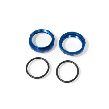 Tuercas de ajuste de amortiguador cortas, aluminio, anodizado AZUL (2und)