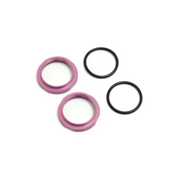 Tuercas de ajuste de amortiguador cortas, aluminio, anodizado ROSA (2und)