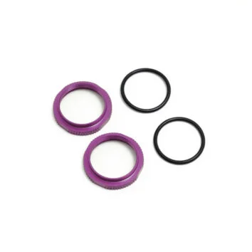 Tuercas de ajuste de amortiguador cortas, aluminio, anodizado MORADO (2und)
