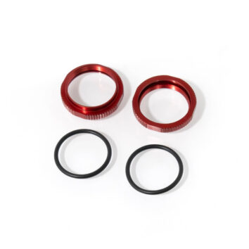 Tuercas de ajuste de amortiguador cortas, aluminio, anodizado ROJO (2und)