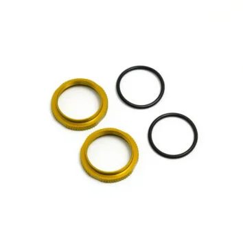Tuercas de ajuste de amortiguador cortas, aluminio, anodizado AMARILLO (2und)